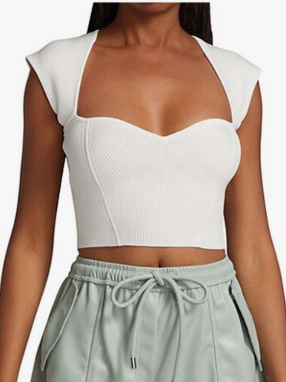 NWT SIMKHAI Abia White Cropped Knit Top